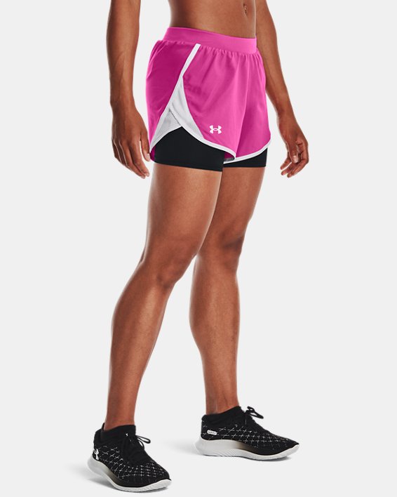 Women's UA Fly-By 2.0 2-in-1 Shorts, Pink, pdpMainDesktop image number 0